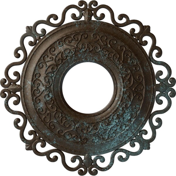 Ekena Millwork Orrington Ceiling Medallion (Canopies up to 6 1/4"), 22"OD x 6 1/4"ID x 1 3/4"P, Bronze Blue Patina CM22ORBBS - main
